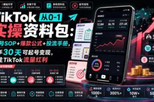 TikTok从0-1实操资料包：养号SOP+爆款公式+投流手册，新手30天可起号变现，抓住TikTok流量红利