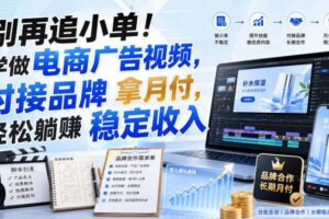 别再追小单!学做电商广告视频,对接品牌拿月付,轻松躺賺稳定收入【原创双语字幕】
