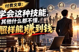 （20920期）付费文章：学会这种技能，其他什么都不懂，照样能賺到钱