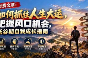 （20942期）付费文章：如何抓住人生大运，把握风口机会，低谷期自我成长指南