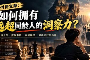 (20976期)付费文章:如何拥有远超同龄人的洞察力?