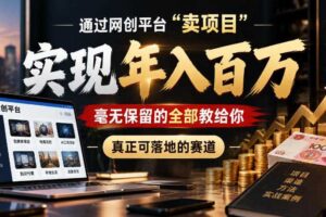 通过网创平台“卖项目”实现年入100w，毫无保留的全部教给你，真正可落地的赛道【揭秘】