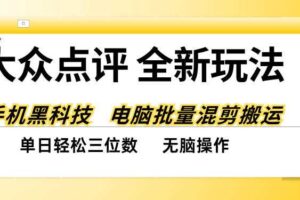 大众点评全网最新玩法,黑科技代替人工,全程无脑搬运,单日三位数以上【揭秘】