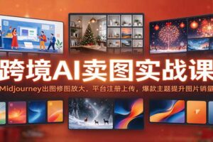 跨境AI卖图实战课：Midjourney出图修图放大，平台注册上传，爆款主题提升图片销量