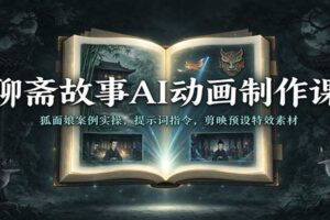 聊斋故事AI动画制作课：狐面娘案例实操，提示词指令，剪映预设特效素材