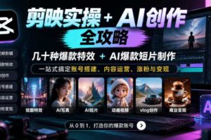 剪映实操+AI创作全攻略｜几十种爆款特效+AI爆款短片制作，一站式搞定账号搭建、内容运营、涨粉与变现